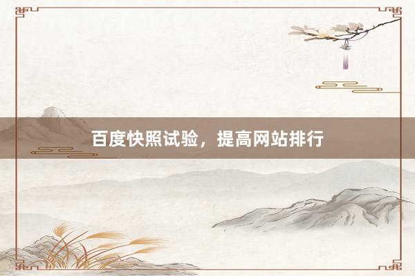 百度快照试验，提高网站排行